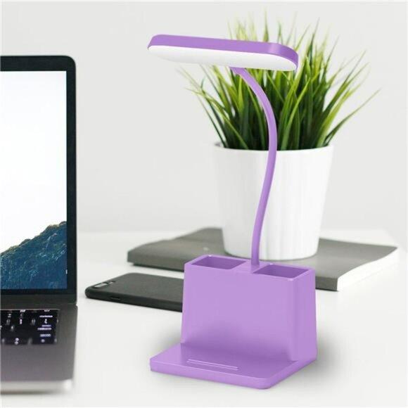 Purple rechargeable desk lamp LED cordless study table light for dorm room offic - Picture 2 of 7